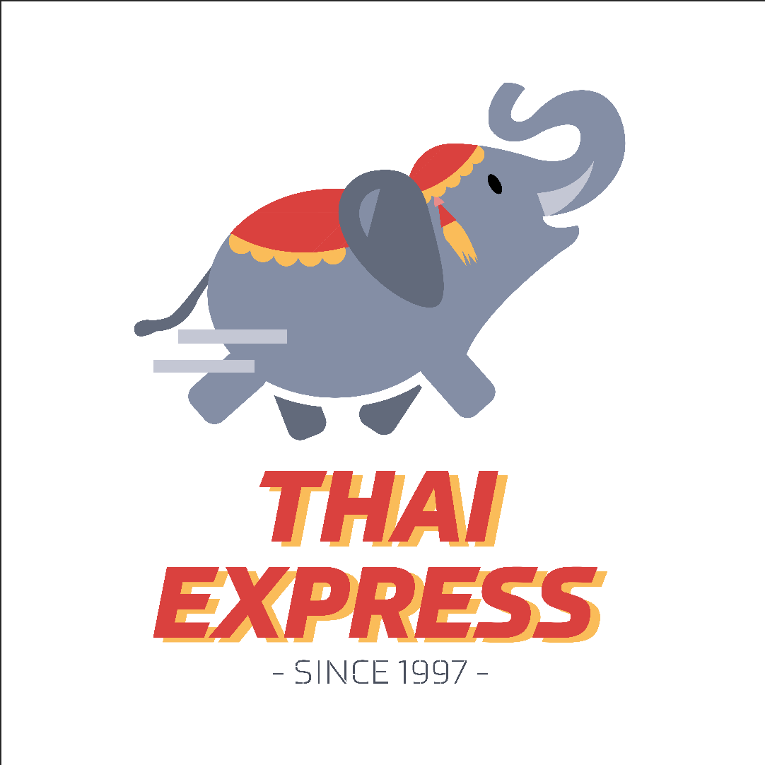 Thai Express logo, a charging ceremonial elephant, since 1997